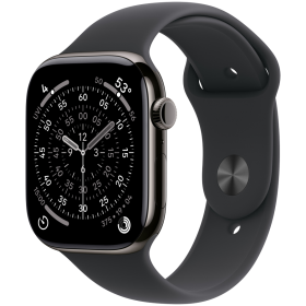 Apple Watch Series 11 GPS, 46χιλ., Slate Titanium, Μαύρο αθλητικό λουράκι, M/L — Εικών №1