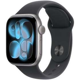 Apple Watch Series 11 GPS, 42мм, Space Grey Aluminium, Черный спортивный ремешок, M/L — Изображение №1