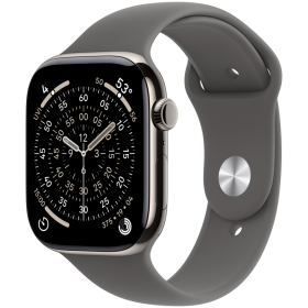 Apple Watch Series 11 GPS, 46χιλ., Natural Titanium, Stone Grey Sport Band, M/L — Εικών №1