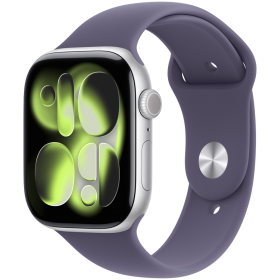 Apple Watch Series 11 GPS, 46χιλ., Silver Aluminium, Purple Fog Sport Band, S/M — Εικών №1