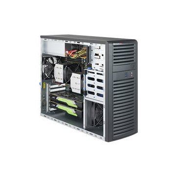 Mid-Tower, 4 Internal fixed 3.5" drive bays, 1 M.2, w/2 Xeon Scalable Processors support, C621 chipset, 1200W PS (Platinum), 2x 1GbE