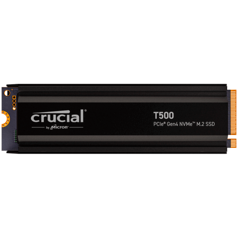 Crucial T500 1TB PCIe Gen4 NVMe M.2 SSD with heatsink