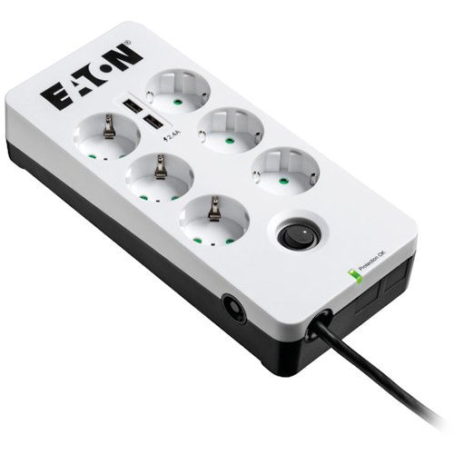 Eaton Surge protection - Protection Box 6 USB DIN w/2 USB charging ports, 2500W, white; 2yr warranty