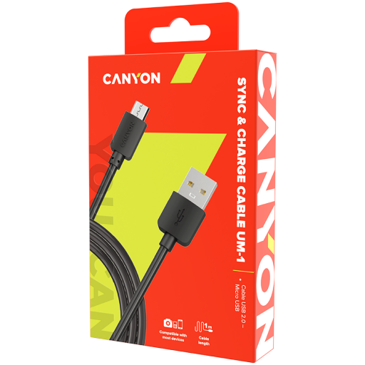CANYON cable UM-1 MicroUSB 5W 1m Black