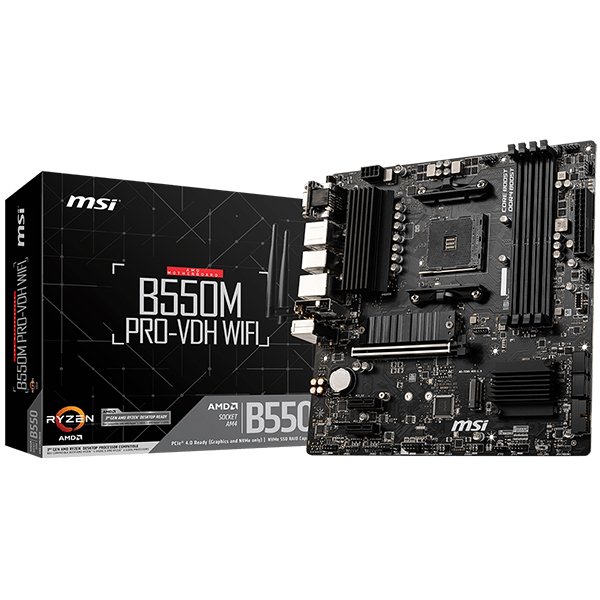 MSI Main Board Desktop B550M PRO-VDH WIFI (AM4, 4xDDR4, 1xPCI-Ex16, 2xPCI-Ex1, 4xSATA3, 2xM2, 2xUSB3.2, 5xUSB3.2, DP, VGA,HDMI, mATX, retail)