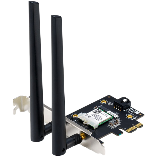 ASUS PCE-AXE5400 Tri-Band WiFi 6E (802.11ax), BT 5.2, 6GHz, 160MHz, OFDMA, WPA3, 2 zunanji anteni, PCIe mrežna kartica