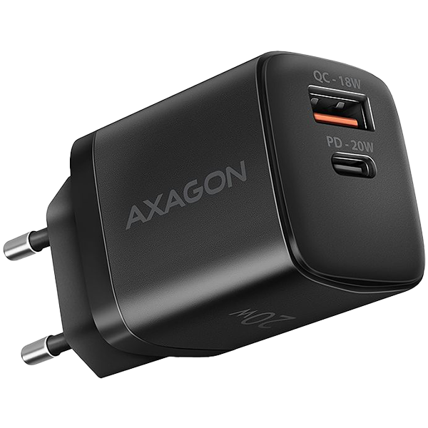 MOBILE CHARGER WALL USB 20W/2PORT BLACK ACU-PQ20 AXAGON