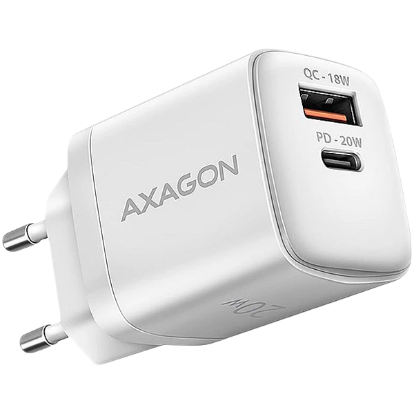 MOBILE CHARGER WALL USB 20W/2PORT WHITE ACU-PQ20W AXAGON