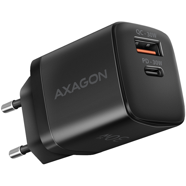 MOBILE CHARGER WALL USB 30W/2PORT BLACK ACU-PQ30 AXAGON