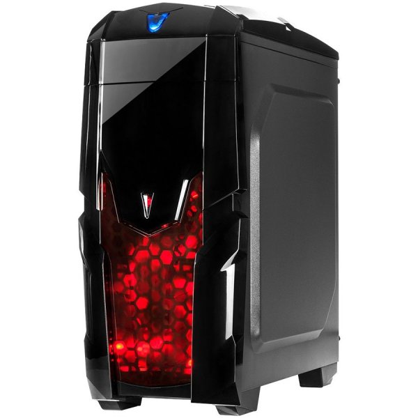 Chassis INTER-TECH Q2 Illuminator RED, ATX, 1xUSB2.0, 2xUSB3.0, Card Reader, HD-audio, PSU optional