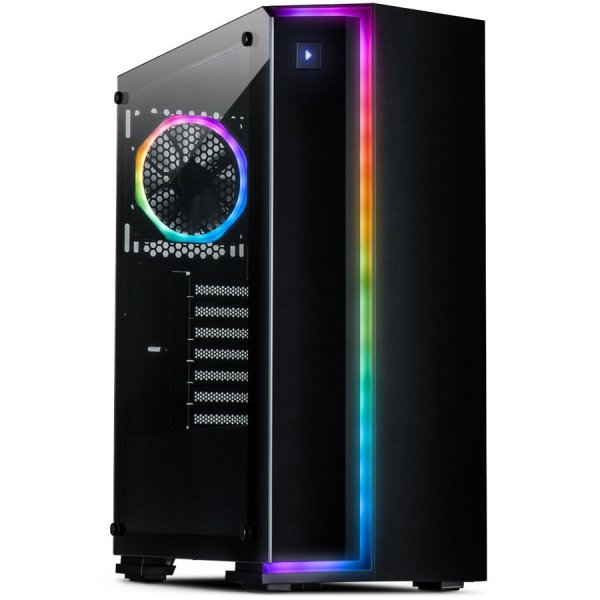 Chassis INTER-TECH S-3906 Renegade Gaming Midi Tower, ATX, 2xUSB3.0, 2xUSB2.0, Tempered Glass side panel and one wide RGB LED strip, 2xRGB LED strips and a 120mm RGB fan, PSU optional