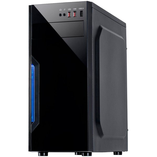 Chassis INTER-TECH B-42 Black Midi Tower, ATX, 2xUSB2.0, Blue LED strip, PSU optional