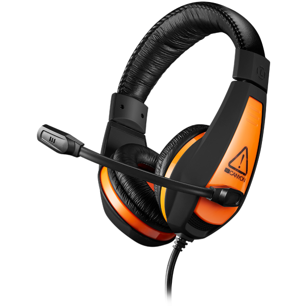 CANYON Star Raider GH-1A, Gaming headset 3.5mm jack with adjustable microphone and volume control, with 2in1 3.5mm adapter, cable 2M, Black, 0.23kg
