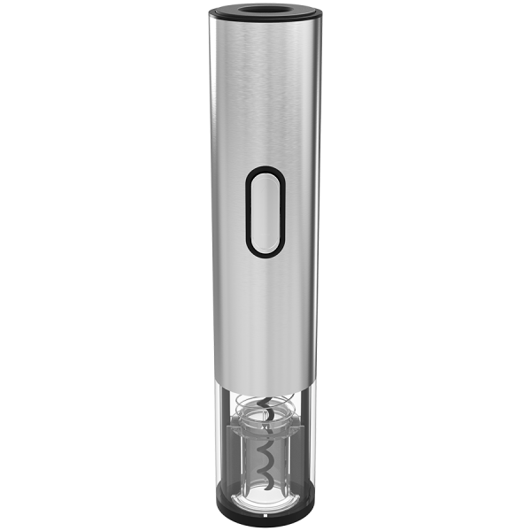 Prestigio Garda, smart wine opener, simple operation with 2 buttons, aerator, vacuum stopper preserver, foil cutter, opens up to 50 bottles wihout recharging, premium design, 500mAh battery, Dimensions D 17mm* H 290mm* W100 mm, silver color.
