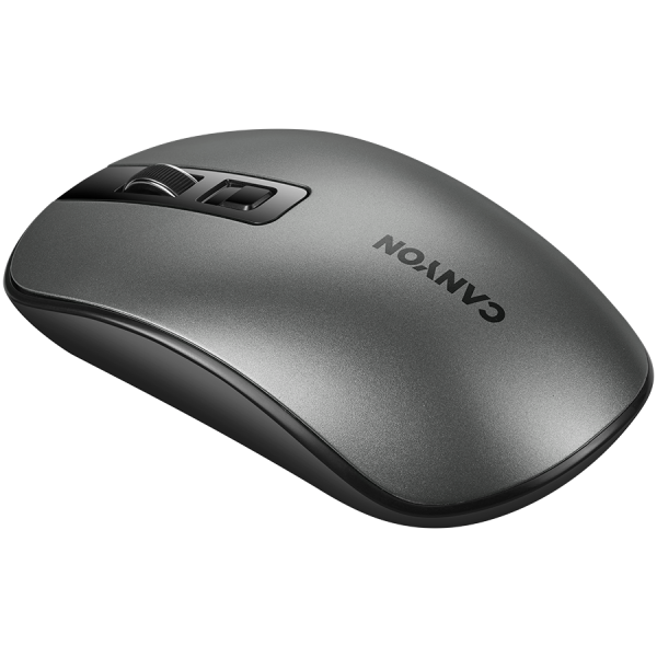 CANYON MW-18, 2.4GHz Wireless Rechargeable Mouse with Pixart sensor, 4keys, Silent switch for right/left keys,DPI: 800/1200/1600, Max. usage 50 hours for one time full charged, 300mAh Li-poly battery, Dark grey, cable length 0.6m, 116.4*63.3*32.3mm, 0.075kg