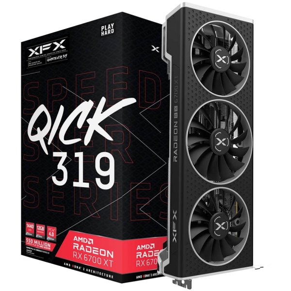 XFX Video Card AMD Radeon RX-6700XT QICK 319 BLACK, 12GB 192bit GDDR6 2622 / 16000, PCI-E 4, 3x DP, HDMI, Triple Fan, 2.7 slot
