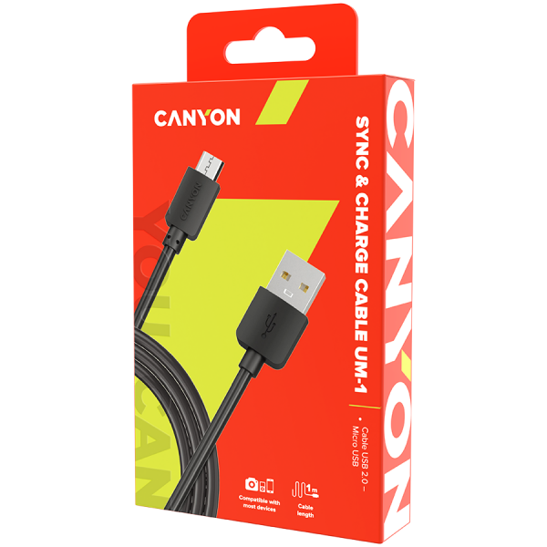 CANYON Micro USB cable, 1M, Black