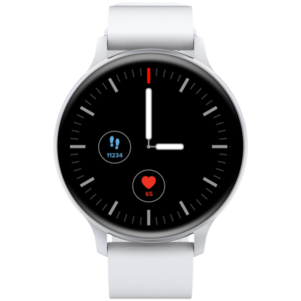 CANYON Badian SW-68, Smartwatch, Realtek 8762CK, 1.28''TFT 240x240px; RAM : 160KB,  Lithium-ion polymer battery, 3.7V 190mAh Include, Silver Zinc alloy middle frame + plastic bottom case+ white Silicone strap + silver strap buckle, 44.9x 10.9mm, strap: 20x220mm, 50.64g