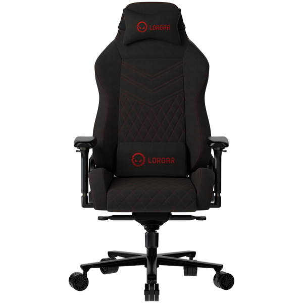 LORGAR Ace 422, Gaming chair, Anti-stain durable fabric, 1.8 mm metal frame, multiblock mechanism, 4D armrests, 5 Star aluminium base, Class-4 gas lift, 75mm PU casters, Black + red