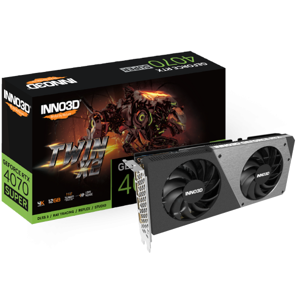 INNO3D GEFORCE RTX 4070 SUPER TWIN X2 12GB GDDR6X 192bit, 2505MHz / 21Gbps, 3x DP, 1x HDMI, 2 slot, 2 fan