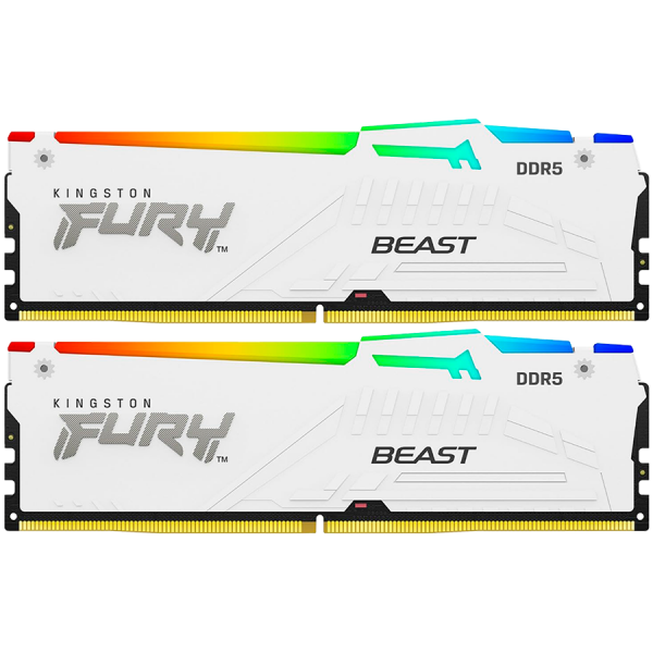 Kingston 32GB 6400MT/s DDR5 CL32 DIMM (Kit of 2) FURY Beast White RGB EXPO