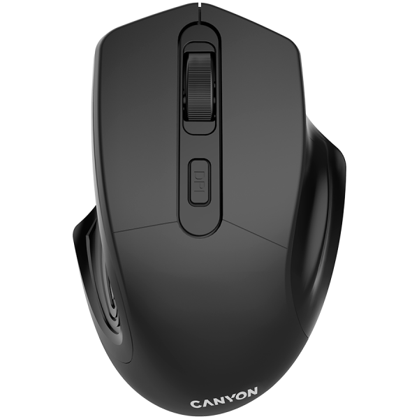 CANYON MW-15, 2.4GHz Wireless Optical Mouse with 4 buttons, DPI 800/1200/1600, Black, 115*77*38mm, 0.064kg