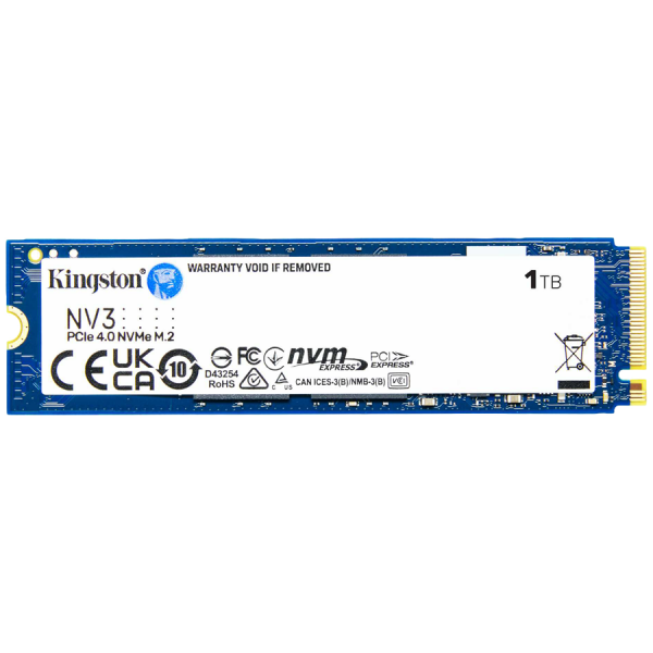 SSD|KINGSTON|NV3|1TB|M.2|PCIE|NVMe|3D NAND|Write speed 4000 MBytes/sec|Read speed 6000 MBytes/sec|TBW 320 TB|MTBF 200000 hours|SNV3S/1000G