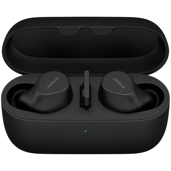 JABRA EVOLVE2 Buds UC, Cradle USB-A UC, Link 380 BT adapter USB-A UC, 30  cm USB-C to USB-A cable, Ear gels, warranty