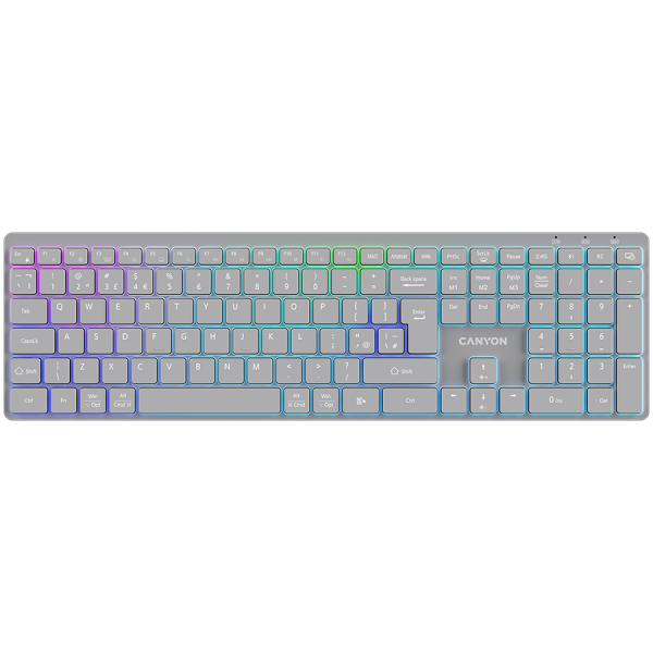 CANYON keyboard HKB-W11 UK/US RGB Dual Mode Wireless Grey
