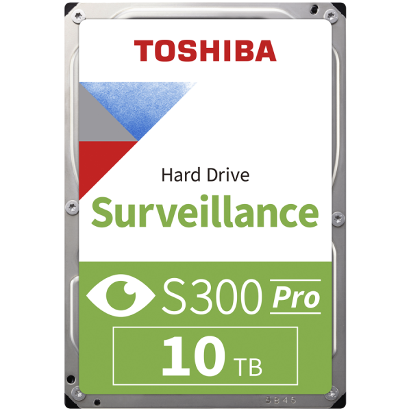 HDD Video Surveillance TOSHIBA S300 PRO 10TB CMR, 3.5'', 512MB, 7200RPM, SATA, 64 cameras, 24/7, TBW: 300