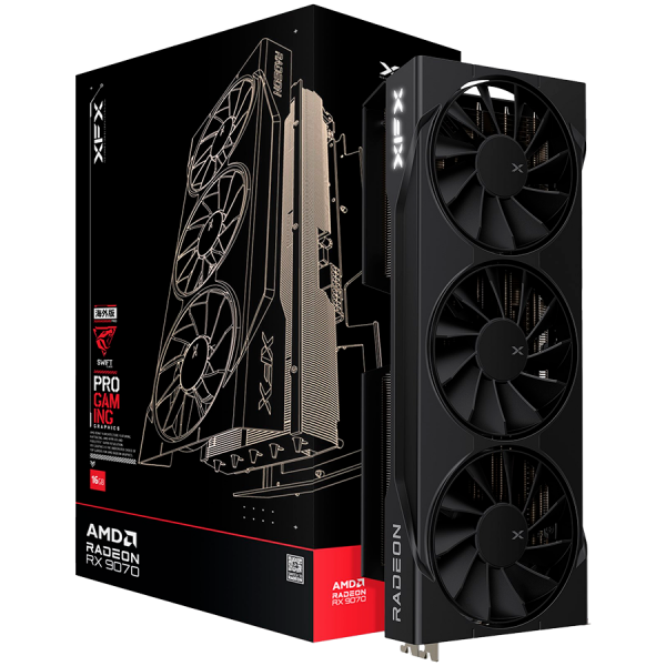 XFX Swift AMD Radeon RX 9070 OC Triple Fan Gaming Edition with 16GB GDDR6 HDMI 3xDP AMD RDNA 4