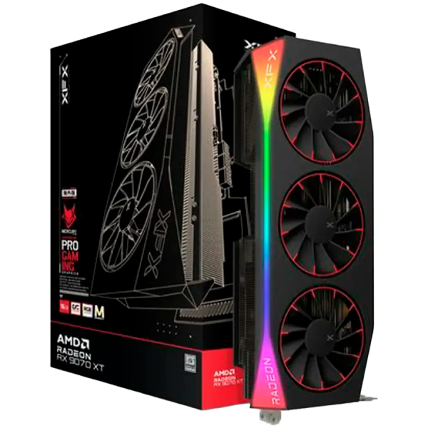 XFX Mercury AMD Radeon RX 9070XT OC Magnetic Air Edition with RGB 16GB GDDR6 HDMI 3xDP, AMD RDNA 4