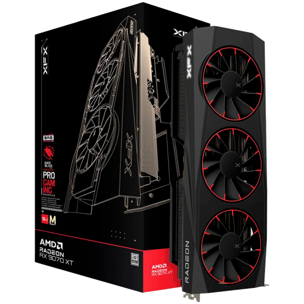 XFX Quicksilver AMD Radeon RX 9070XT Magnetic Air Edition with 16GB GDDR6 HDMI 3xDP AMD RDNA 4