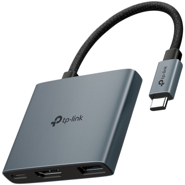 TP-Link UH3020C USB Type-C 3-Port Hub, 1 x USB-C Connector,1 x HDMI 4K 60Hz Port, 1 x USB-C PD 100W Port,1 x USB-A 3.0 Ports, Plug and Play, Self-storage for Connector, Fast Heat Dissipation, Flexible and Durable