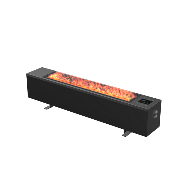 AENO Premium Eco Smart Space Heater, 2000W, 2 power steps, Convection heating type, REAL FIRE effect (12 colors, 100+h), Humidification, Smart Heating, LED color display, Voice control,  Water tank 2L, Plug type: EU (E/F), BLACK, Made in Poland