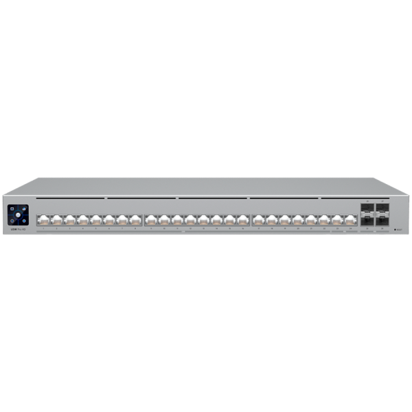 Ubiquiti Layer 3 Etherlighting switch USW-PRO-HD-24-EU, (22) 2.5 GbE, (2) 10 GbE ports, (4) 10G SFP+ ports. DC power backup ready