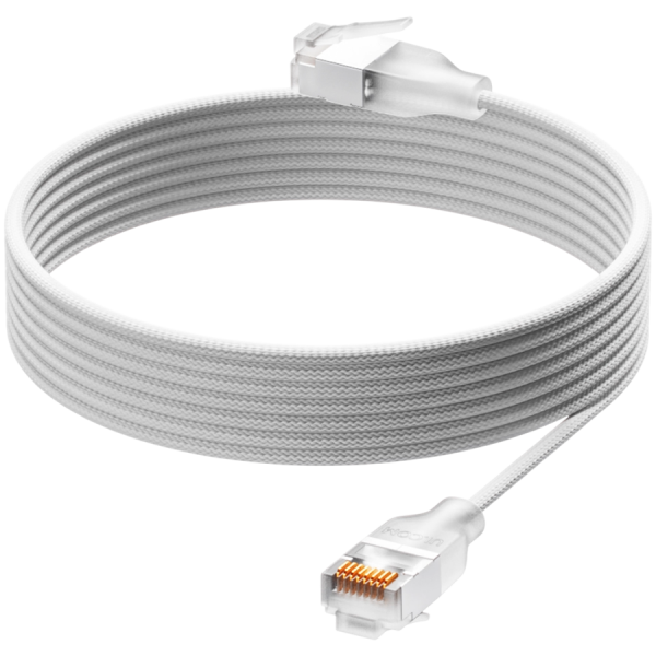 Ubiquiti UACC-Cable-Patch-EL-C6A-0.15M-W Ultra-thin braided patch cable, designed and optimized for 10 GbE networking Translucent booted RJ45 for optimal Etherlighting brightness