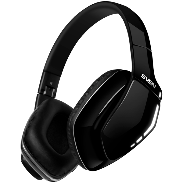 headphones with microphone SVEN AP-B550MV, black, Bluetooth, call acceptance, track switching control possibility, detachable cable