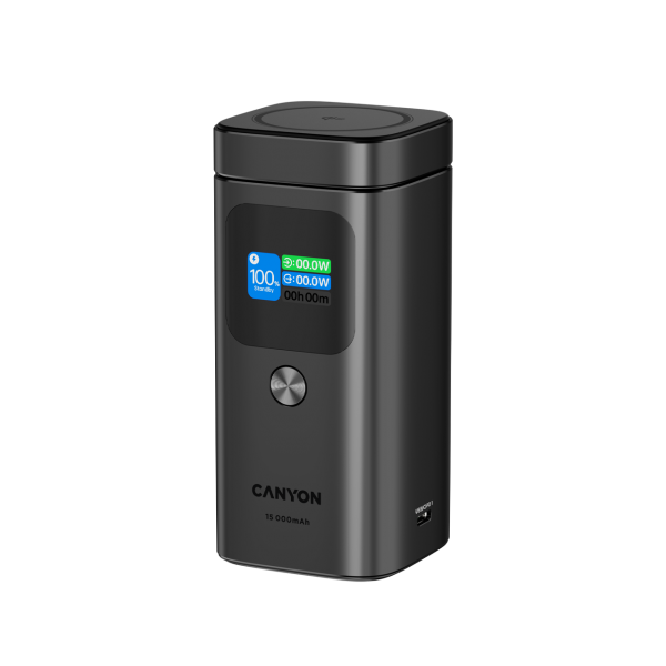 CANYON Qi2 magnetic power bank OnPower 150 15000mAh Aluminium Dark grey