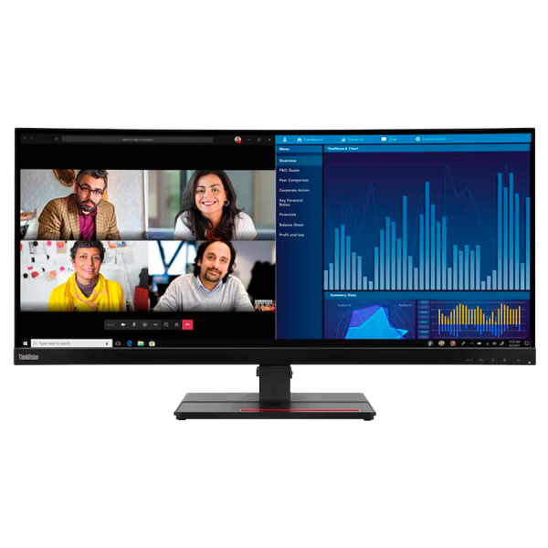 ThinkVision P34w-20, Curved 34.14" IPS, 3440x1440 FHD, Anti-glare, 1000:1, 300 nits, 60Hz, 178 / 178, 21:9, 4/6ms, 3800R, 3Wx2, Tilt, Swivel, Height Adjust Stand, 2x HDMI, 1x DP, 1x DP Out, RJ45, 5x USB 3.2, VESA, 3Yr