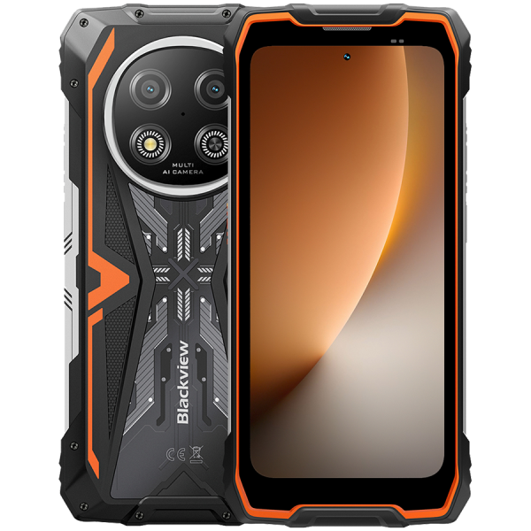 Blackview ROCK 2 5G 6.67-inch HD+ 1640x720 120Hz 12+256GB Unosoc T8100 Octa-Core 2.2GHz 13MP Front 16MP Rear NFC FG MIL-STD-810H 15000mAh Fingerprint  Android 16 Orange