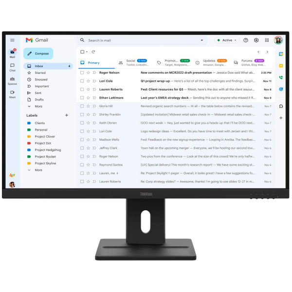 ThinkVision E27-40, 27" IPS, 1920x1080 FHD, 1500:1, 300 nits, 100Hz, 178 / 178, 16:9, 4/6ms, HDMI, DP, VGA, 2x 2w, Tilt, Swivel, Pivot, Height Adjust Stand, VESA, Raven Black, 3Yr