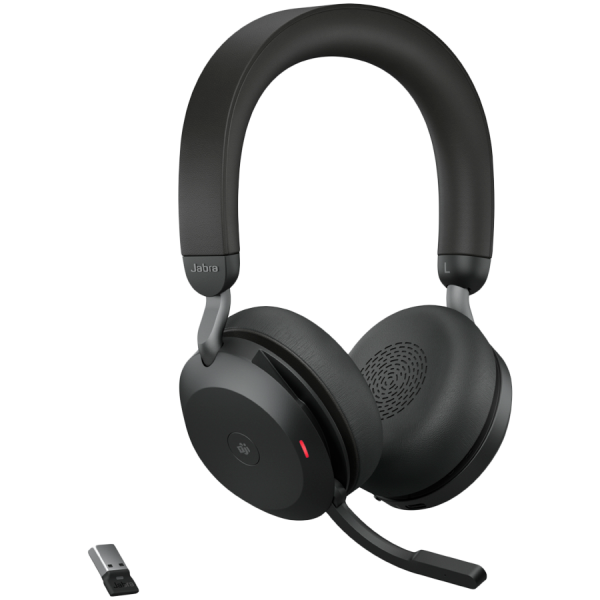 JABRA EVOLVE2 75, Link390a MS Stereo Black, EVOLVE2 75 headset Black MS, Link 380 BT adapter USB-A MS,1.2m USB-C to USB-A cable, carry pouch, warranty and warning (safety leaflets)