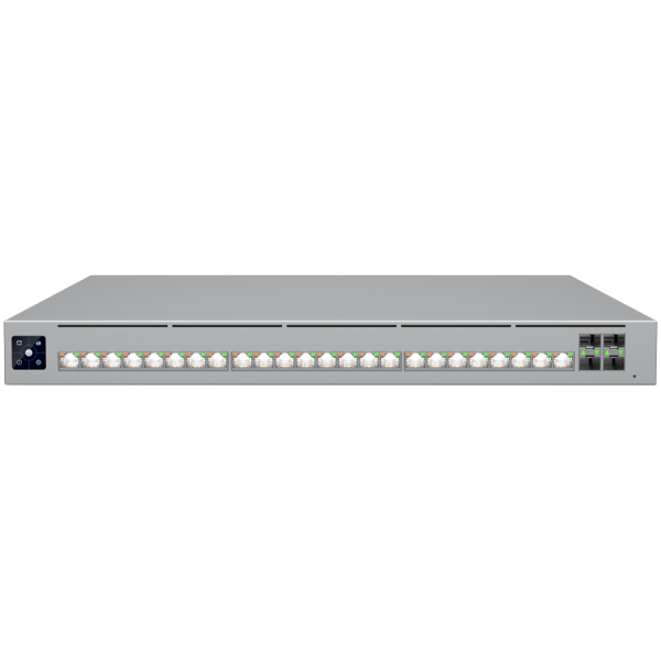 Enterprise Campus 24S PoE ECS-24S-PoE (1050W) Enterprise-grade 24-port, Layer 3 Etherlighting PoE+++ switch with Stacking support and high-capacity 10 GbE RJ45 and 25G SFP28 connections for high availability system design.