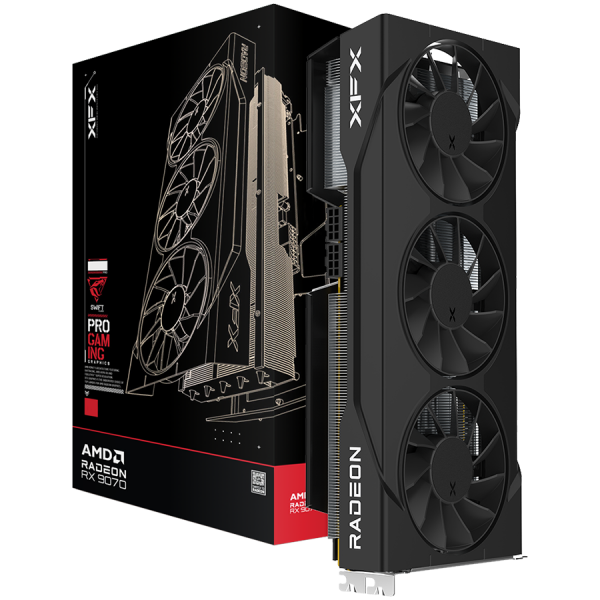 XFX Swift AMD Radeon RX 9070 GRE Triple 90mm Fan Gaming, 12GB GDDR6 192bit, 2790MHz / 18Gbps, HDMI 3xDP, AMD RDNA 4, 3 fan, 2 slot