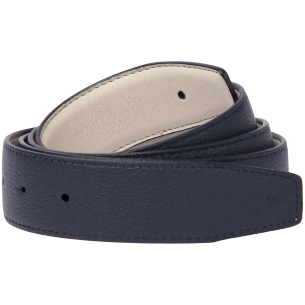Leather Belt Navy Blue/Off-White 100