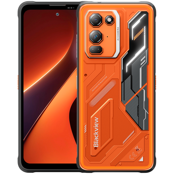 Blackview FORT200 LTE 6.78-inch FHD+ 2460x1080 120Hz 6+256GB MT Helio G100 Octa-Core 2.2GHz 50MP Front 108MP+13MP Rear NFC Night Vision cam+IR light MIL-STD-810H 5000mAh Wireless charging Fingerprint  Android 16 Blaze Orange