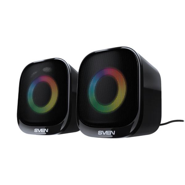 2.0 speakers SVEN G345, black, USB, Bluetooth, RGB, remote control on cable