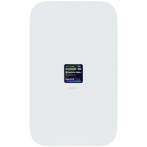 Ubiquiti UniFi U5G-Max high-performance 5G (3.4 Gbps) modem for any Unifi deployment. Instantly adopt through any UniFi PoE port, it delivers automatic setup, dual SIM/eSIM, and seamless failover