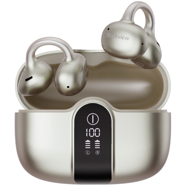 BLACKVIEW AirBuds 15 Bluetooth headset,with microphone,BT V6.0,IPX5 Waterproof,50Hz-8KHz,13mm Titanium-Coated Driver,Android/iOS/HarmonyOS compatible,Smart Touch Control,ENC Noise Reduction, battery EarBud 50mAh*2+Charging Case 400mAh,Gold